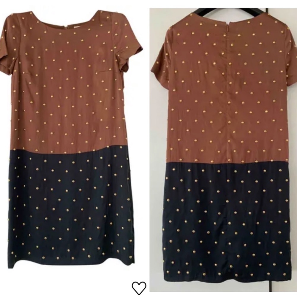 ð
ºMICHAEL Kors brown and black color-block gold metal studded shift dress